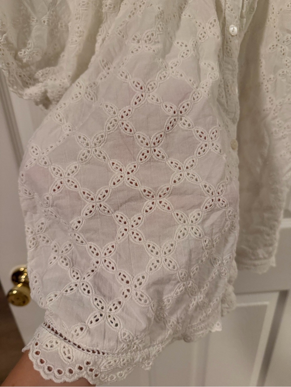 White Eyelet Peasant Top - Picture 2 of 5